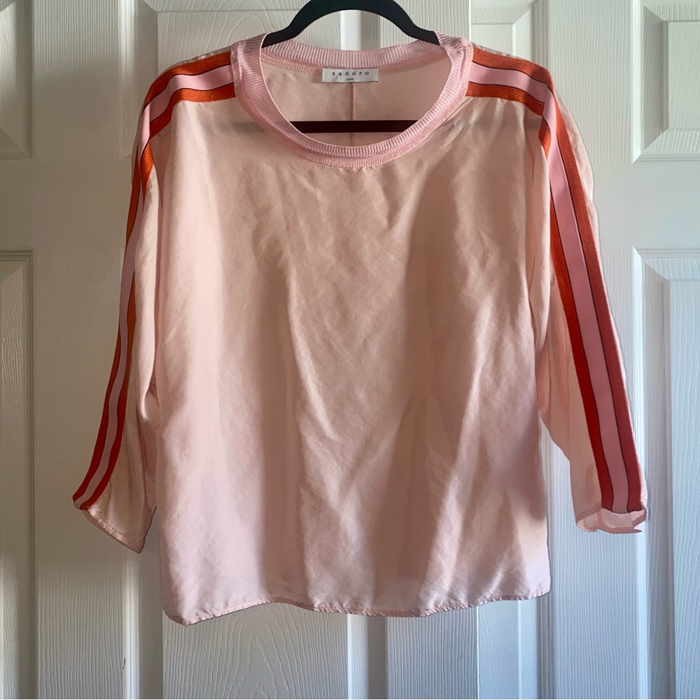 s a n d r o PARIS Light Pink Silk Top - Picture 5 of 10
